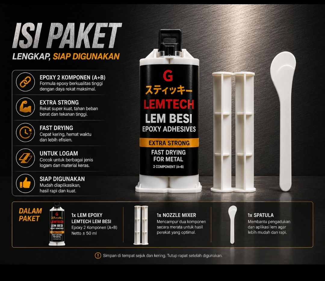LEMTECH LEM BESI EPOXY 2 KOMPONEN EXTRA STRONG 50 G & 100 G - Gambar 5