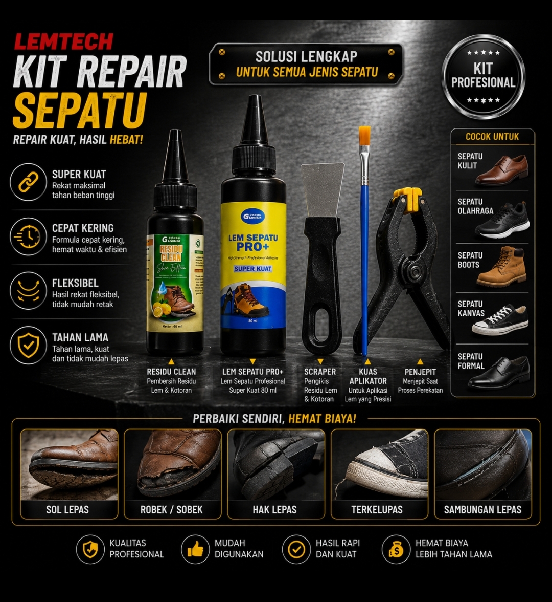 LEMTECH LEM SEPATU PRO+ – Professional Shoe Repair Kit - Gambar 2