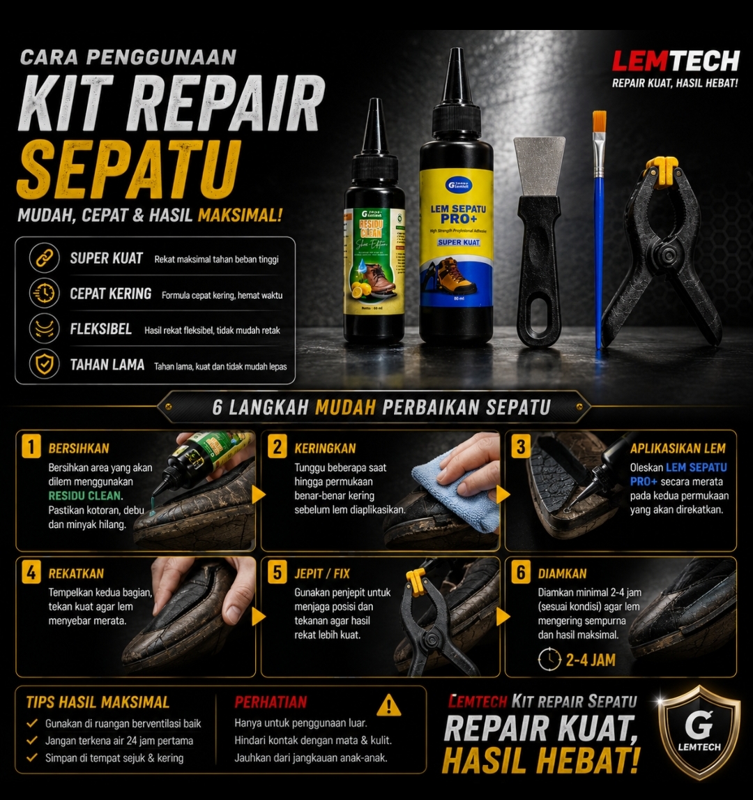 LEMTECH LEM SEPATU PRO+ – Professional Shoe Repair Kit - Gambar 3