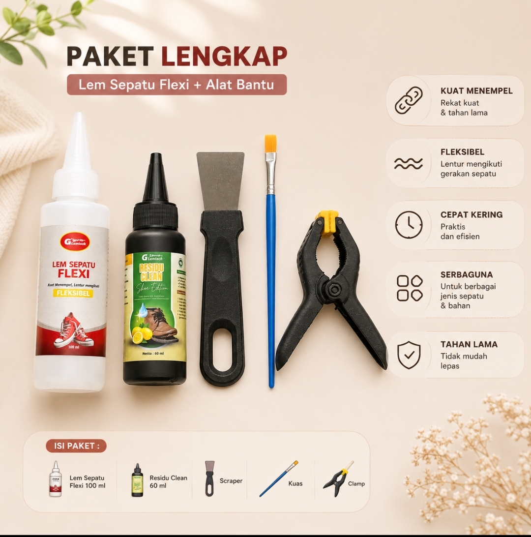 LEMTECH LEM SEPATU FLEXI – Paket Lengkap Lem Sepatu Fleksibel 100 ml - Gambar 2