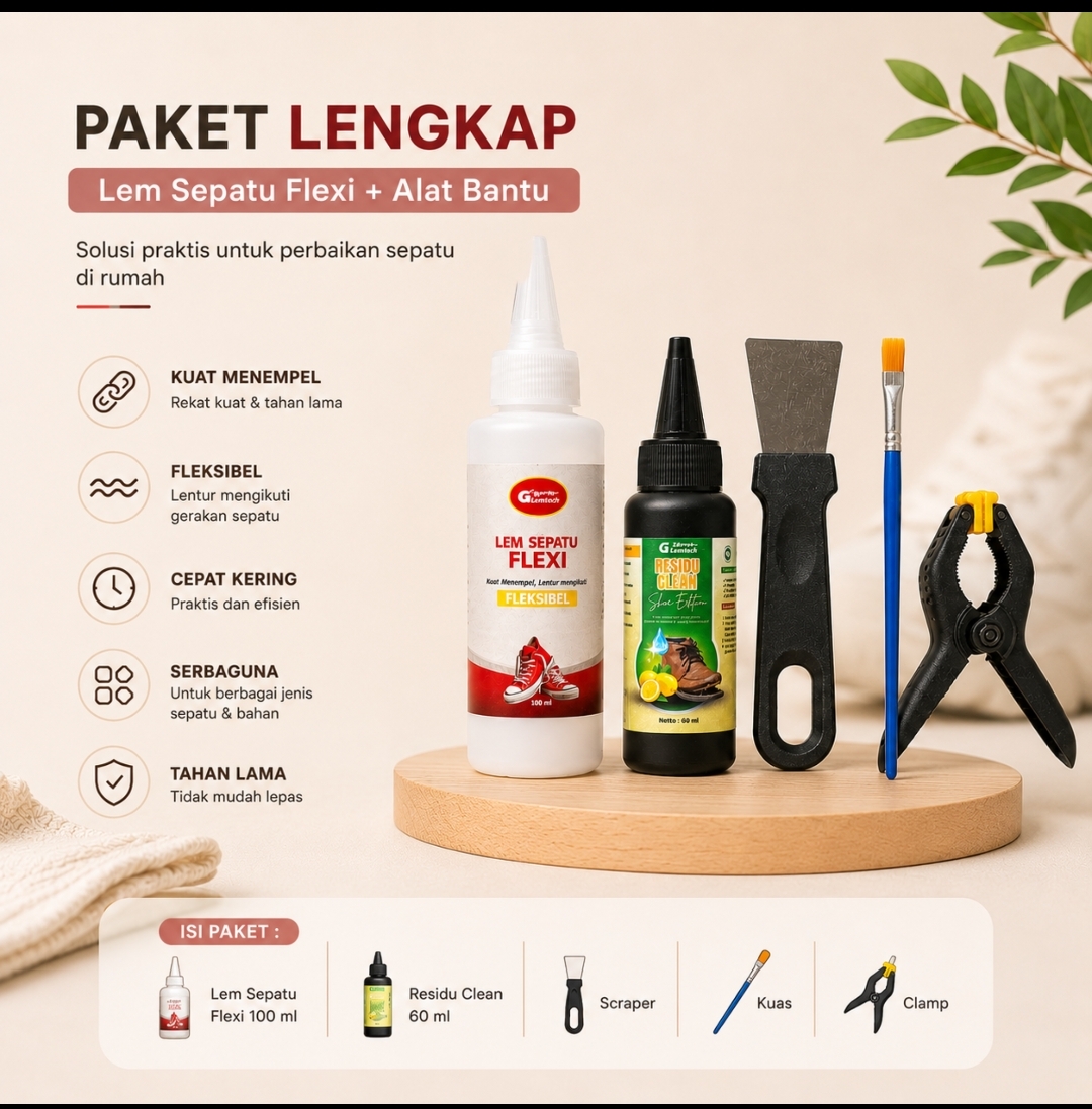 LEMTECH LEM SEPATU FLEXI – Paket Lengkap Lem Sepatu Fleksibel 100 ml - Gambar 3