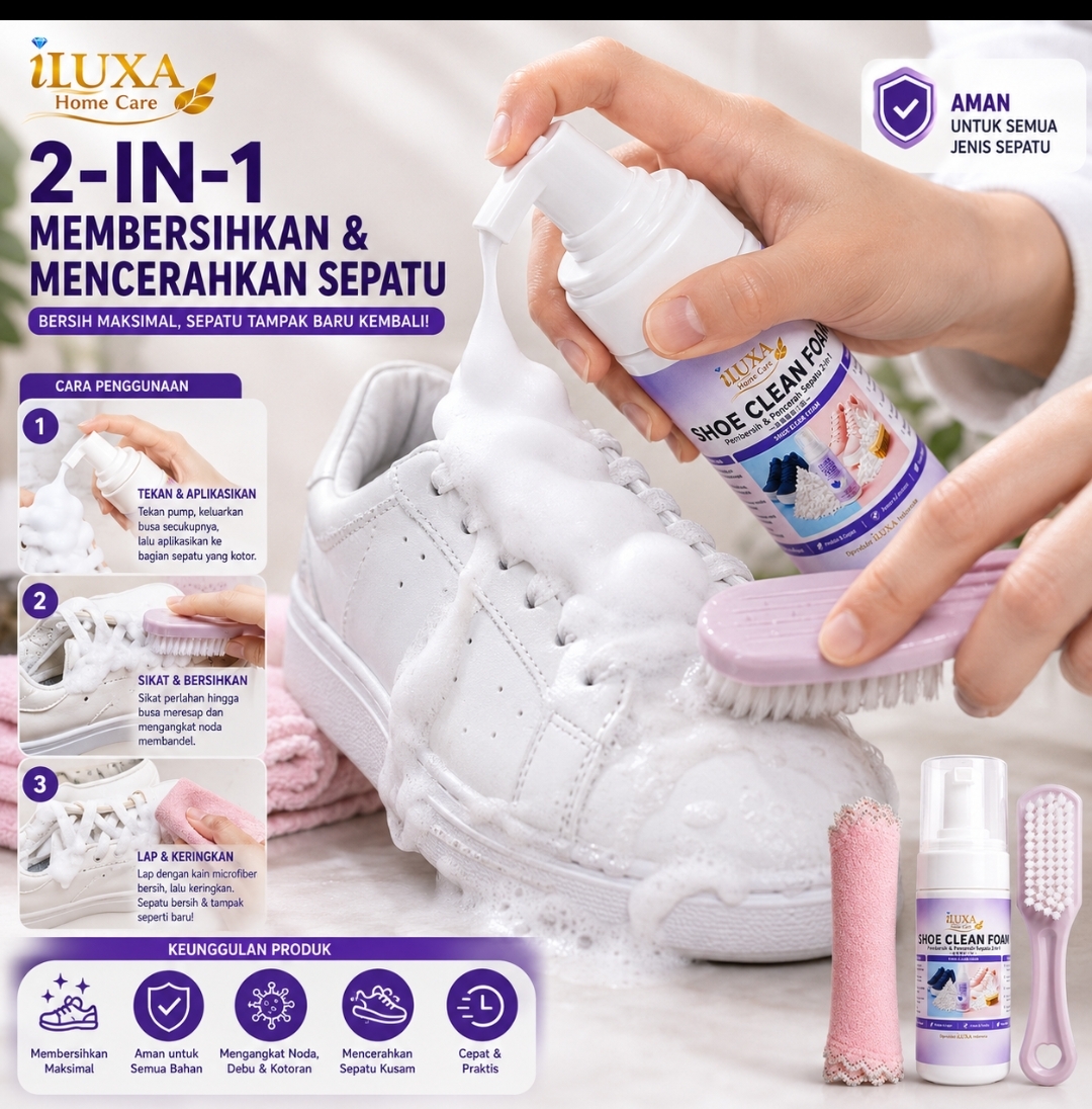 iLUXA FOAM CUCI SEPATU 100 ml - Pekat Lengkap Perawatan Sepatu - Gambar 3
