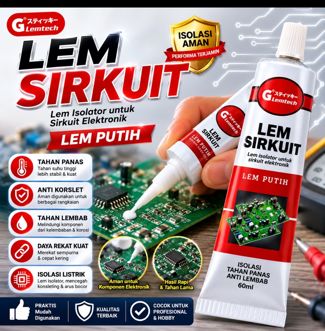 LEMTECH LEM SIRKUIT - 15 g, 30 g, 60 g, warna putih & hitam - Gambar 4