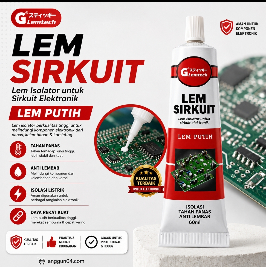 LEMTECH LEM SIRKUIT - 15 g, 30 g, 60 g, warna putih & hitam - Gambar 2
