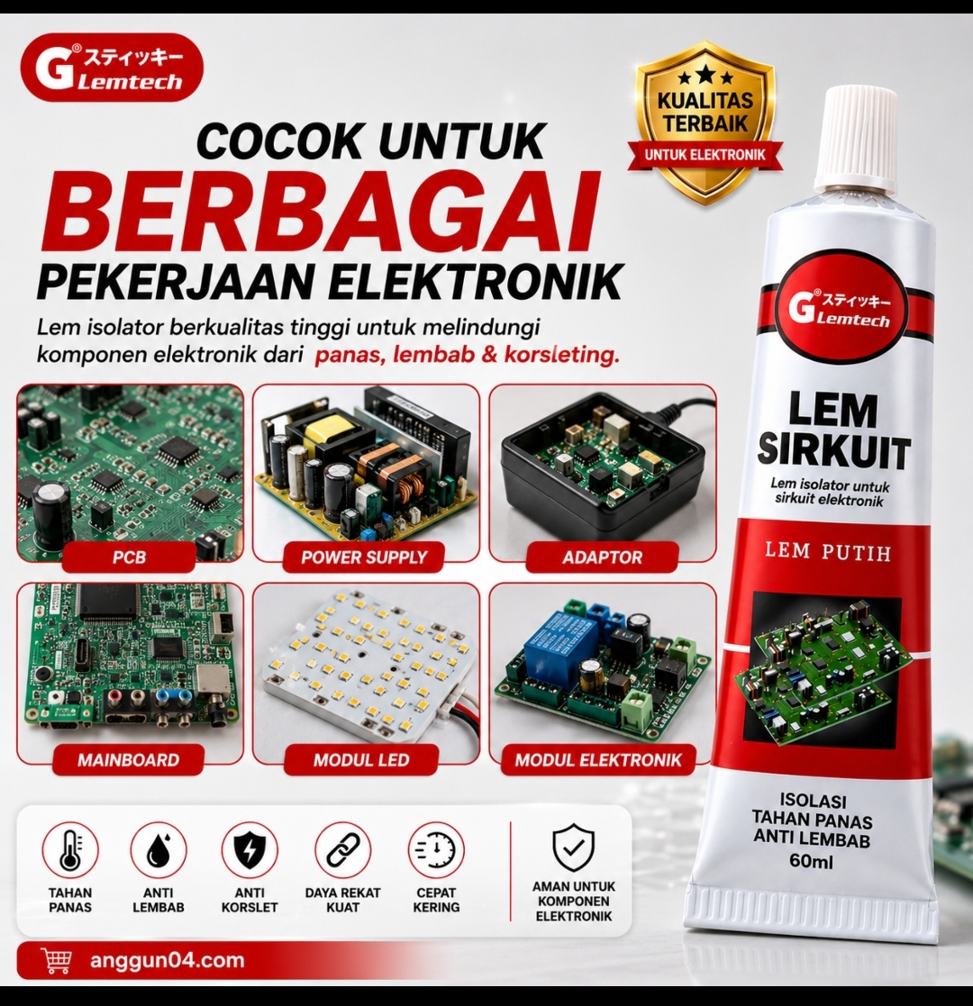 LEMTECH LEM SIRKUIT - 15 g, 30 g, 60 g, warna putih & hitam - Gambar 3
