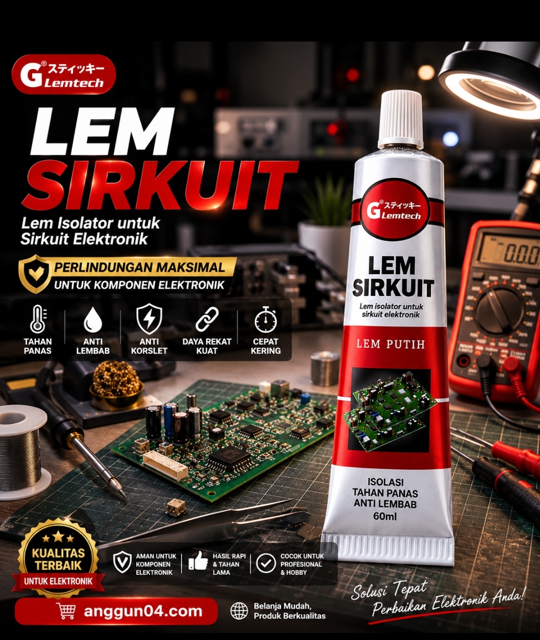 LEMTECH LEM SIRKUIT - 15 g, 30 g, 60 g, warna putih & hitam - Gambar 5