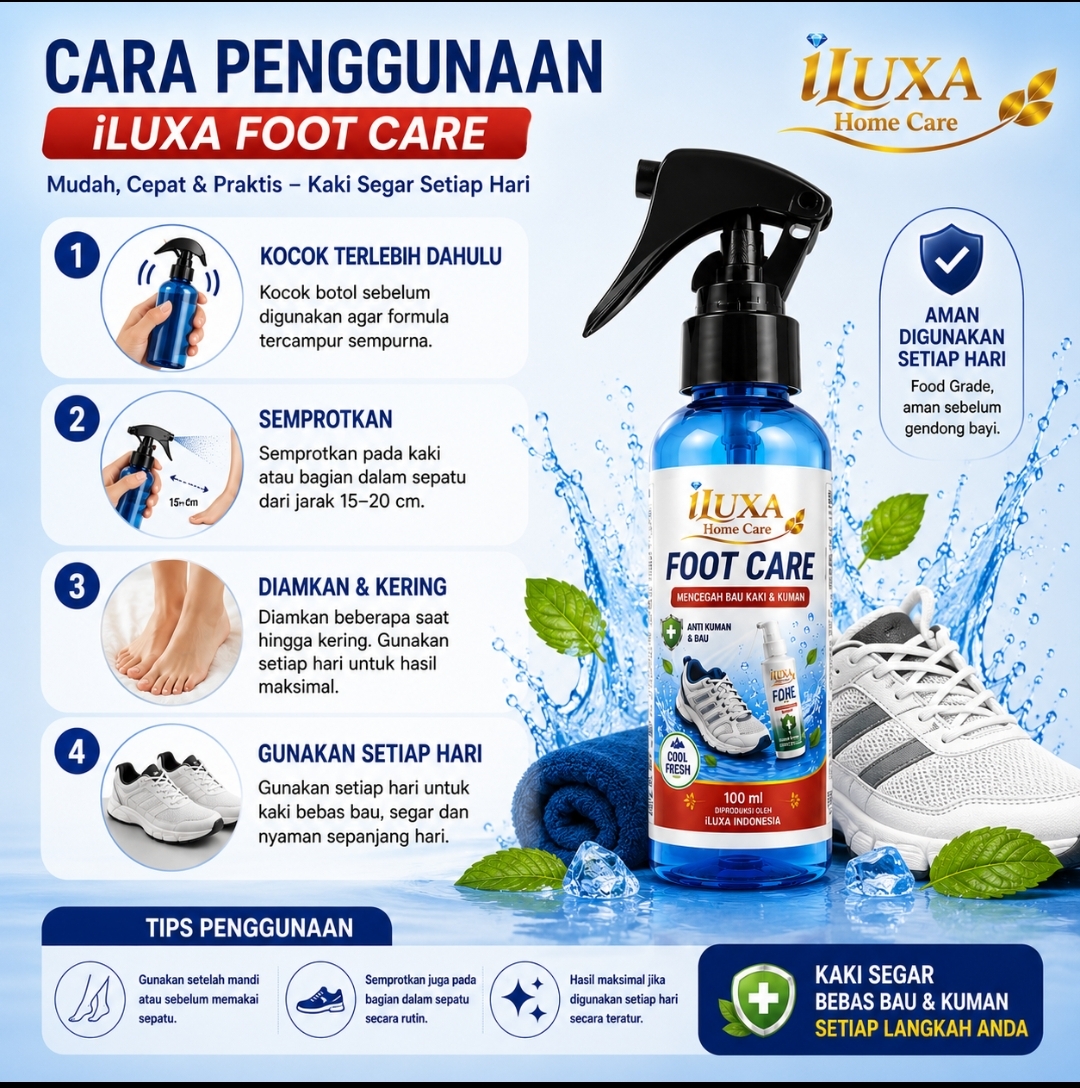 iLUXA FOOT CARE Spray – Anti Bau Kaki & Sepatu Cool Fresh 100 ml - Gambar 4