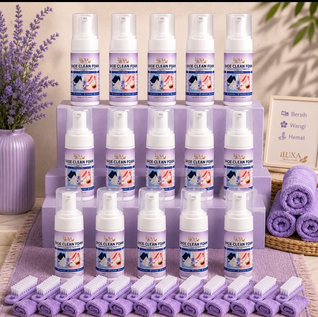 iLUXA Shoe Clean Foam 100 ml – Foam Cuci Sepatu + Sikat + Kain Microfiber | 1 PCS | 6 PCS | 12 PCS - Gambar 7