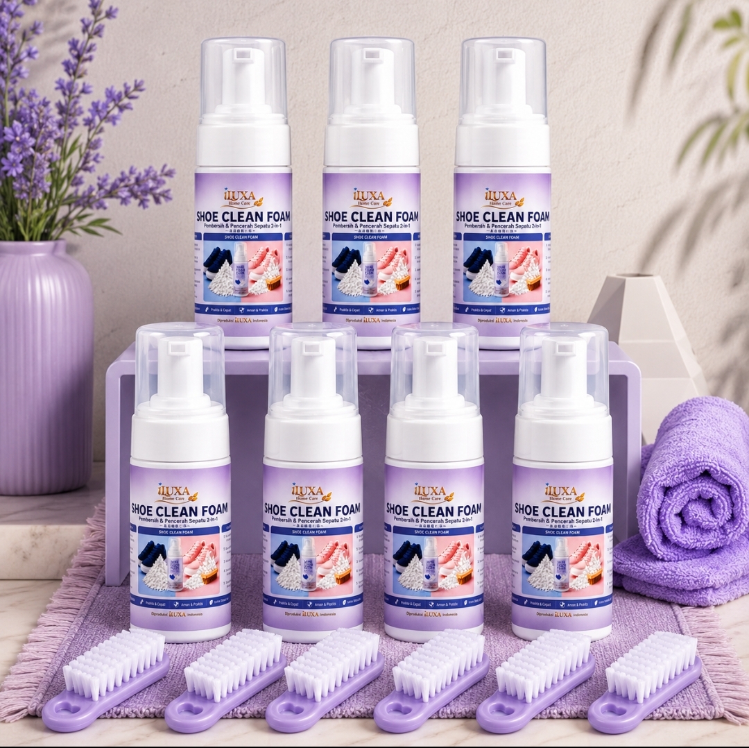 iLUXA Shoe Clean Foam 100 ml – Foam Cuci Sepatu + Sikat + Kain Microfiber | 1 PCS | 6 PCS | 12 PCS - Gambar 6