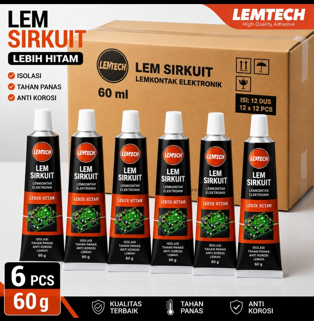 LEMTECH LEM SIRKUIT - 15 g, 30 g, 60 g, warna putih & hitam - Gambar 9