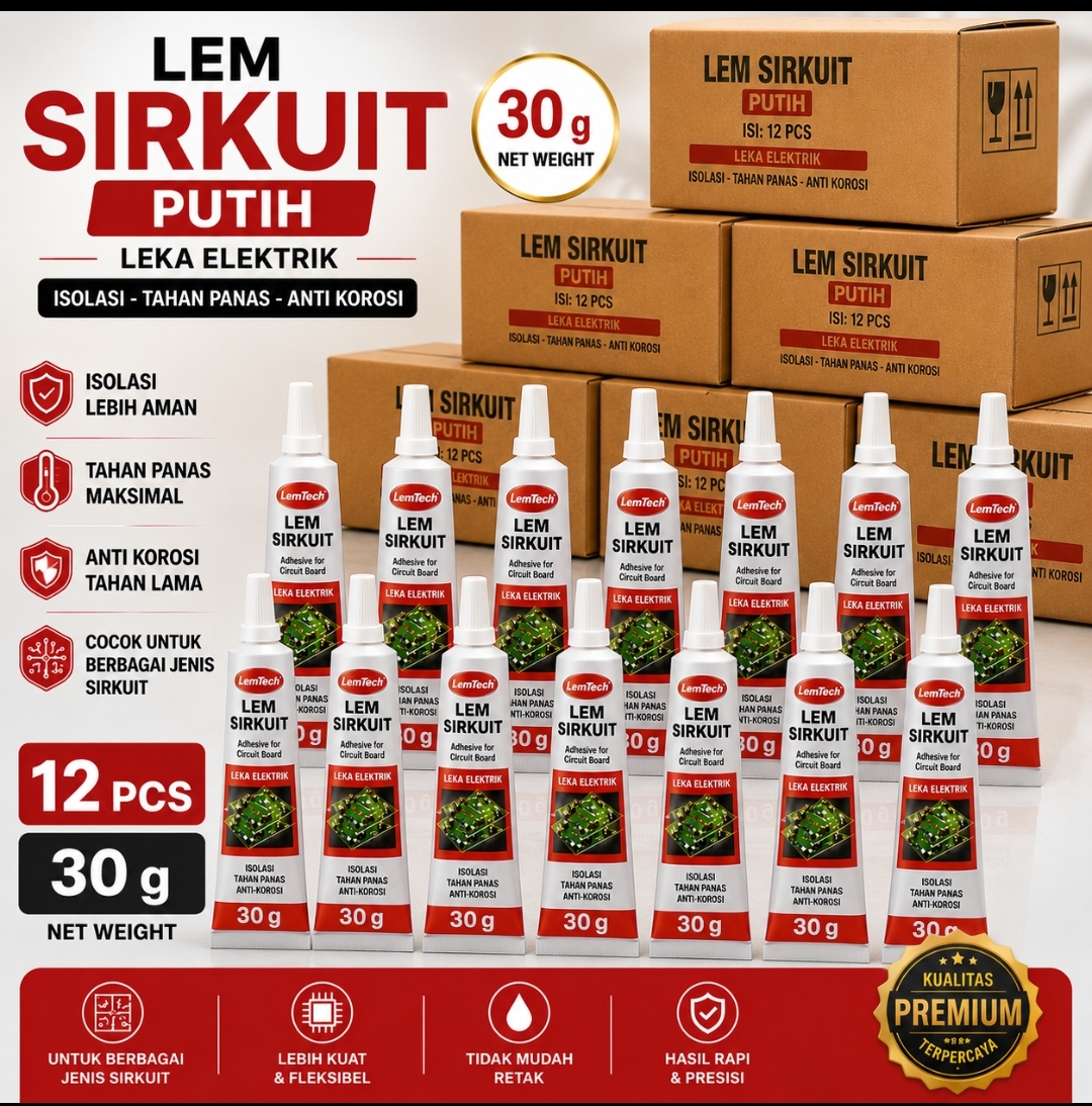 LEMTECH LEM SIRKUIT - 15 g, 30 g, 60 g, warna putih & hitam - Gambar 12