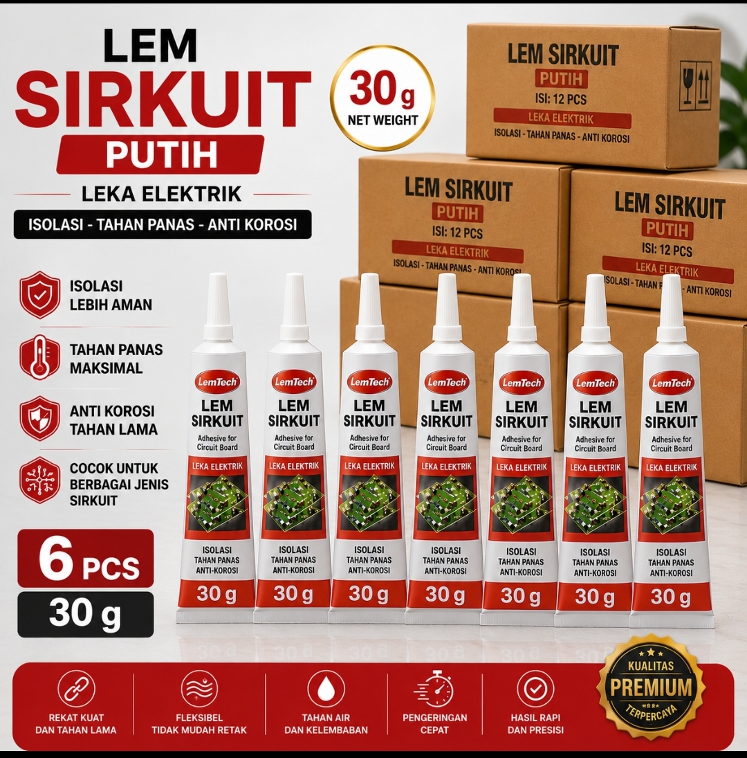 LEMTECH LEM SIRKUIT - 15 g, 30 g, 60 g, warna putih & hitam - Gambar 11