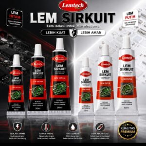 LEMTECH LEM SIRKUIT - 15 g, 30 g, 60 g, warna putih & hitam