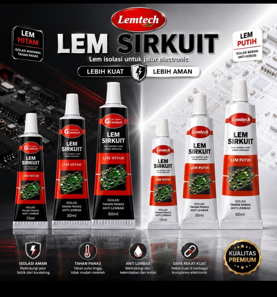 LEMTECH LEM SIRKUIT - 15 g, 30 g, 60 g, warna putih & hitam